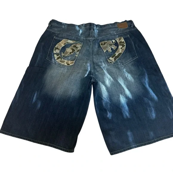 Ecko Unlimited Green Camouflage Jean Y2K Shorts